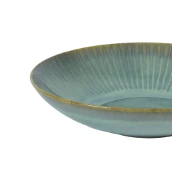 ACCOLADE Assiette coupe creuse rond bleu vert grès émaillé Ø 22 cm Lotus Outlet