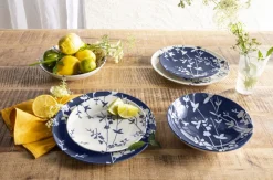 ESSENTIALS COLLECTION Assiette coupe creuse rond bleu porcelaine Ø 21 cm Flora Clearance