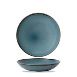 DUDSON Assiette coupe creuse rond bleu porcelaine vitrifiée Ø 24,8 cm Harvest Clearance