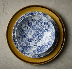 DUDSON Assiette coupe creuse rond bleu porcelaine vitrifiée Ø 18,2 cm Porto Clearance