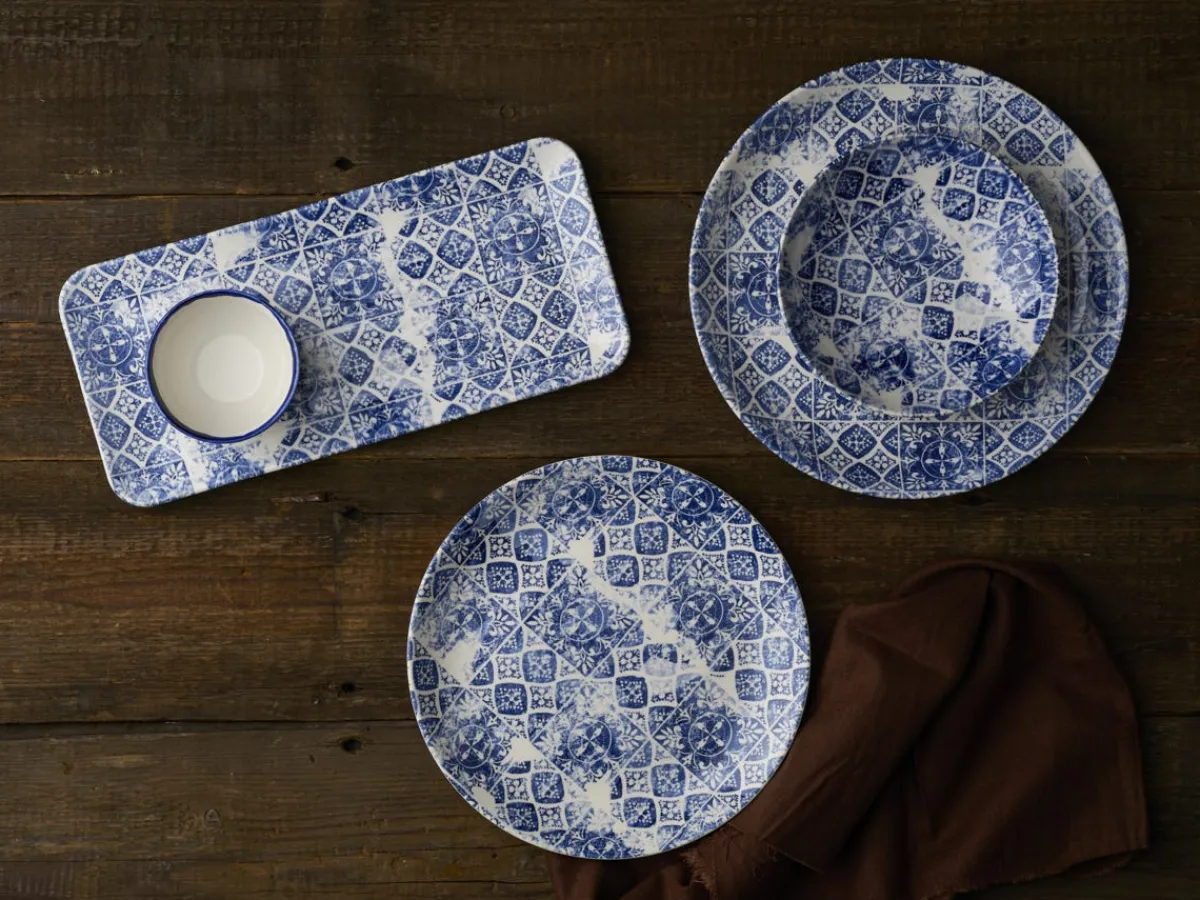 DUDSON Assiette coupe creuse rond bleu porcelaine vitrifiée Ø 18,2 cm Porto Clearance