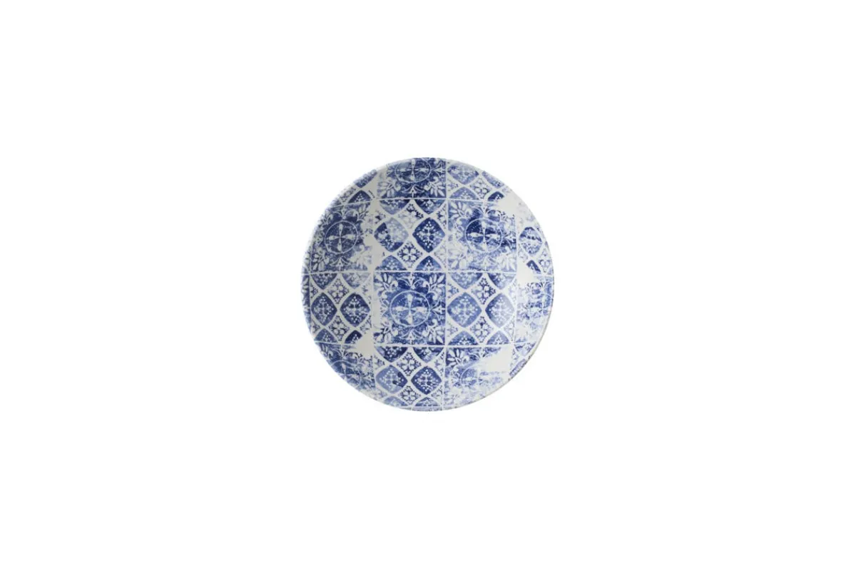 DUDSON Assiette coupe creuse rond bleu porcelaine vitrifiée Ø 18,2 cm Porto Clearance