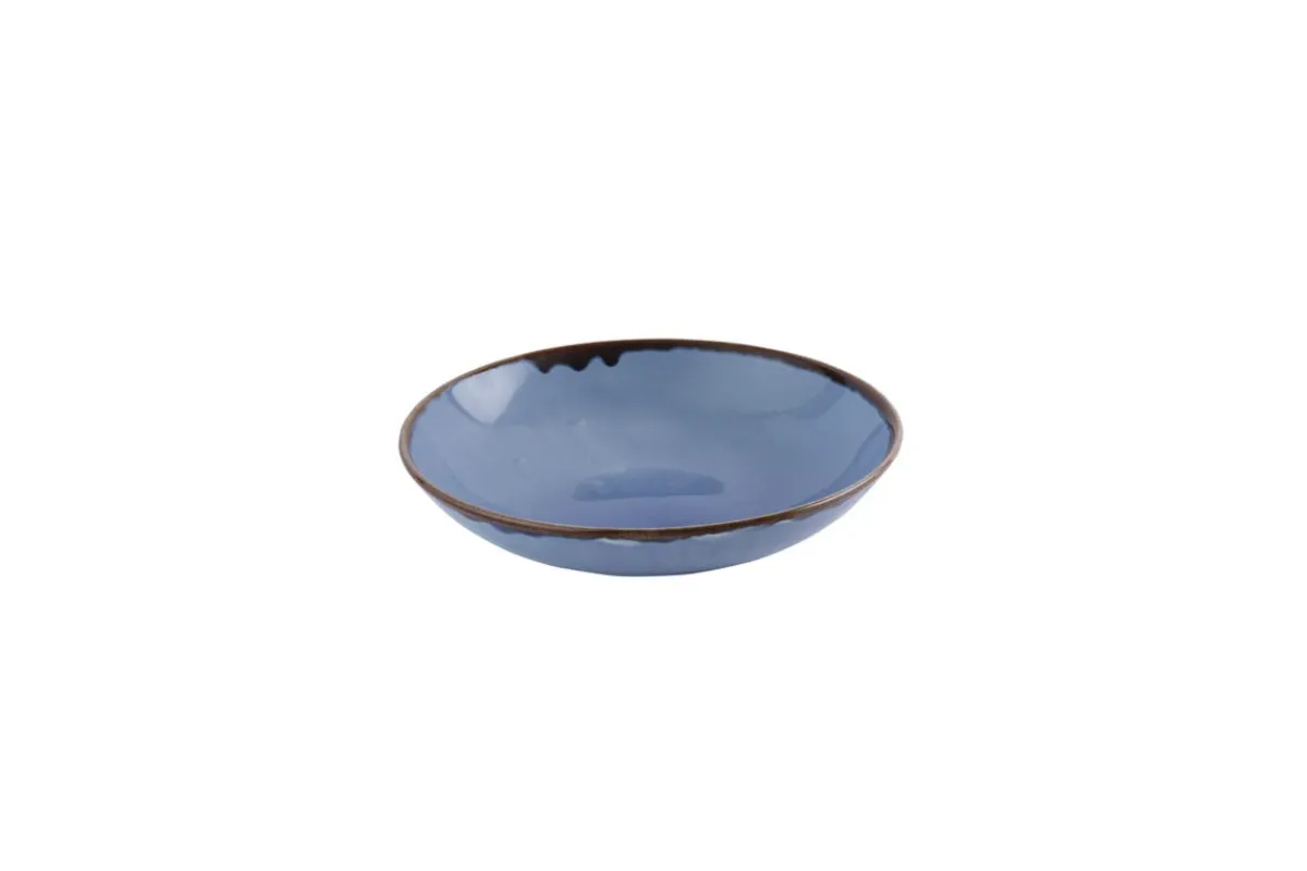 Assiette coupe creuse rond bleu indigo porcelaine vitrifiée Ø 25 cm Harvest - DUDSON Online