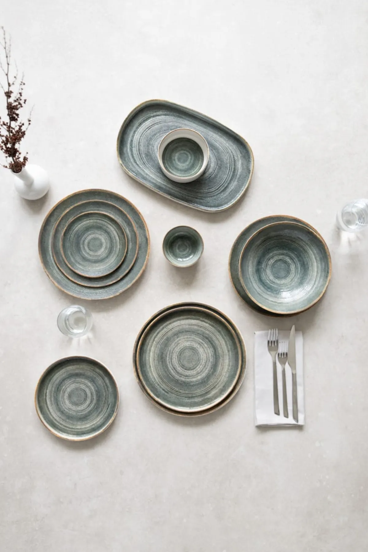 PRO.MUNDI Assiette coupe creuse rond gris anthracite porcelaine Ø 21,5 cm Terra Best