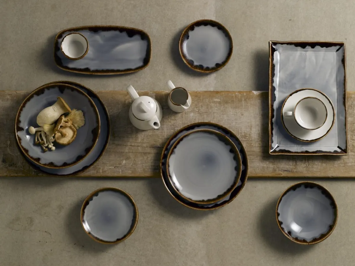 Assiette coupe creuse rond gris porcelaine vitrifiée Ø 26,4 cm Harvest - DUDSON Online
