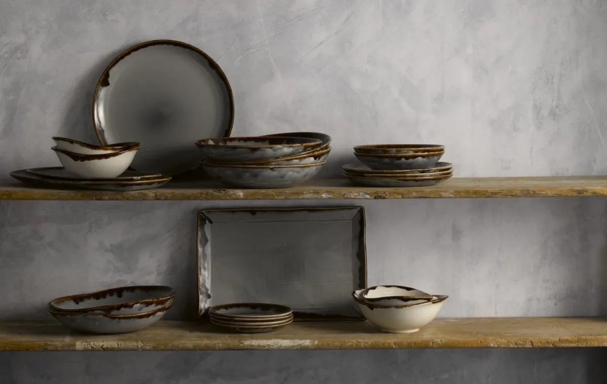 Assiette coupe creuse rond gris porcelaine vitrifiée Ø 26,4 cm Harvest - DUDSON Online
