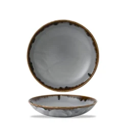 DUDSON Assiette coupe creuse rond gris porcelaine vitrifiée Ø 18,2 cm Harvest Discount