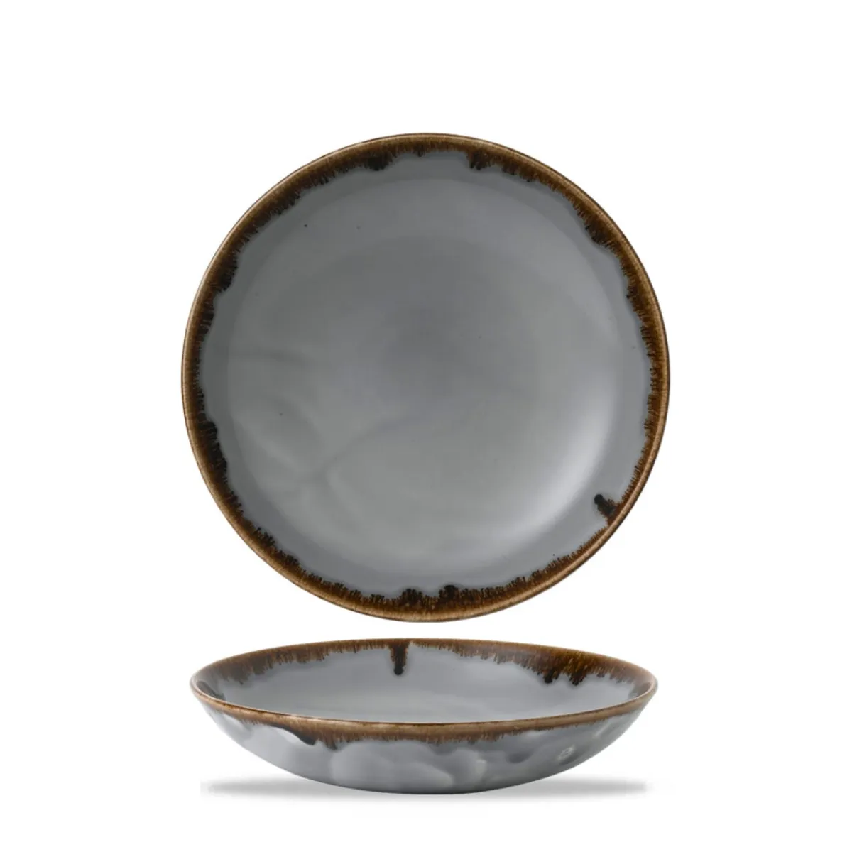 DUDSON Assiette coupe creuse rond gris porcelaine vitrifiée Ø 18,2 cm Harvest Discount
