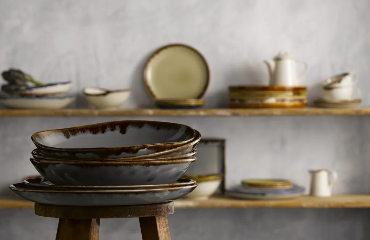 DUDSON Assiette coupe creuse rond gris porcelaine vitrifiée Ø 18,2 cm Harvest Discount