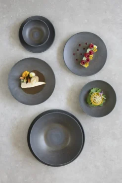 Assiette coupe creuse rond gris brun grès émaillé Ø 17 cm Enigma - ACCOLADE