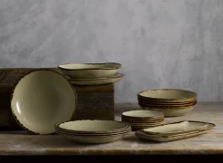 DUDSON Assiette coupe creuse rond Linen porcelaine vitrifiée Ø 24,8 cm Harvest Clearance