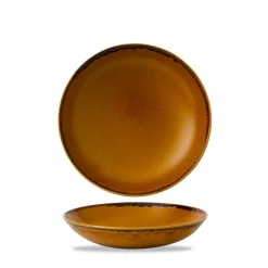 DUDSON Assiette coupe creuse rond marron porcelaine vitrifiée Ø 24,8 cm Harvest Hot