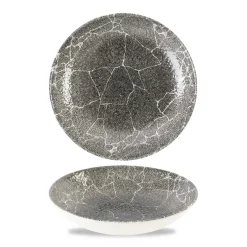 CHURCHILL Assiette coupe creuse rond Quartz Black porcelaine vitrifiée Ø 18,2 cm Kintsugi Reverse Clearance