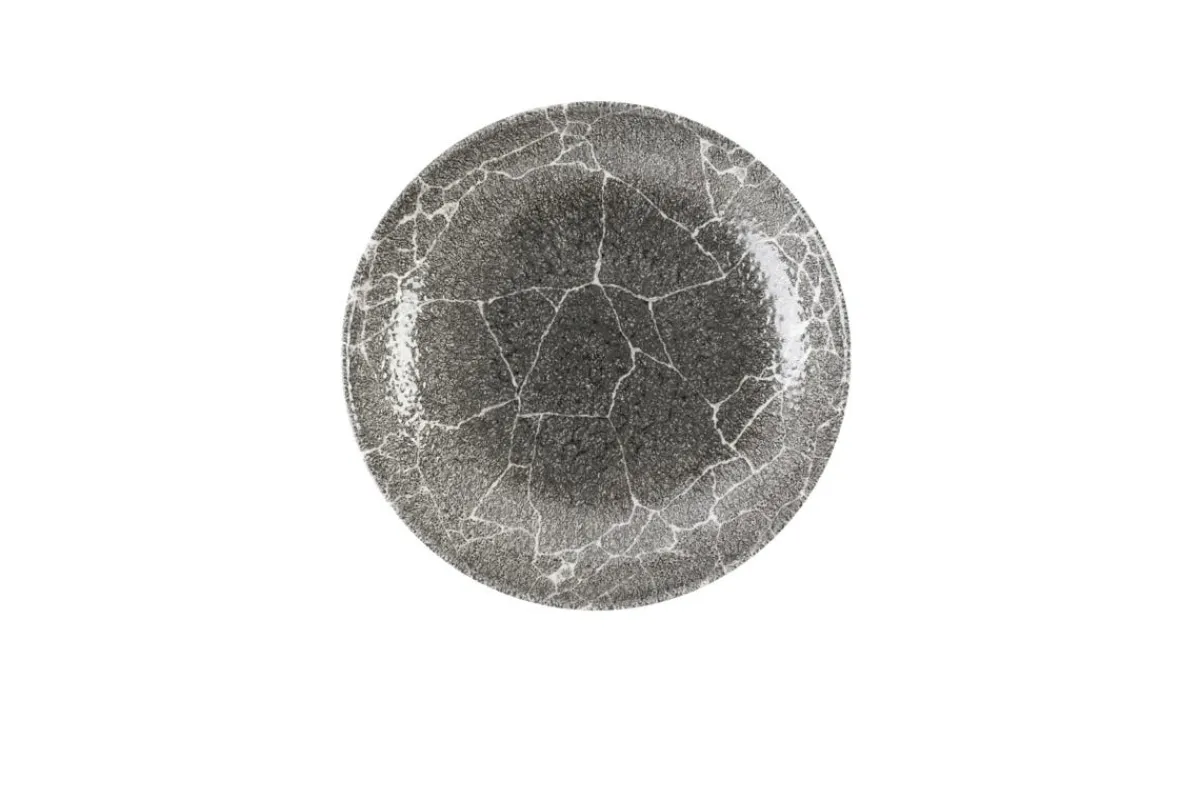CHURCHILL Assiette coupe creuse rond Quartz Black porcelaine vitrifiée Ø 24,8 cm Kintsugi Reverse New