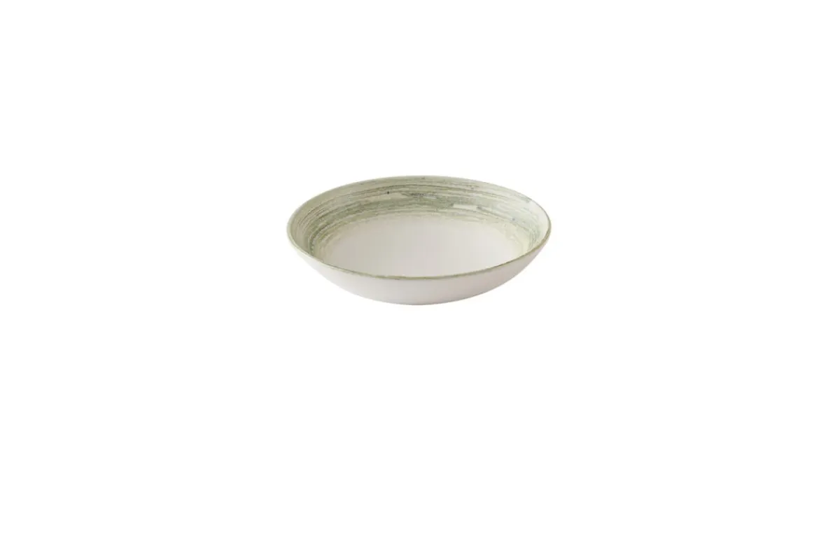 CHURCHILL Assiette coupe creuse rond vert porcelaine vitrifiée Ø 24,8 cm Elements Fern Clearance
