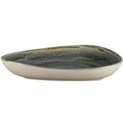 Assiette coupe creuse triangulaire Peridot porcelaine vitrifiée 23,8x19,6 cm stone Spot - RAK Sale