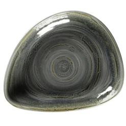 Assiette coupe creuse triangulaire Peridot porcelaine vitrifiée 23,8x19,6 cm stone Spot - RAK Sale