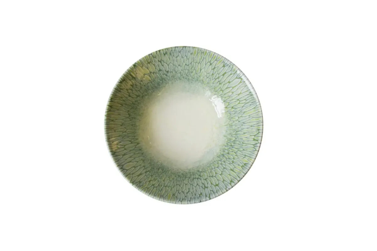 DUDSON Assiette coupe creuse vert porcelaine vitrifiée Ø 19,6 cm Butterfly New
