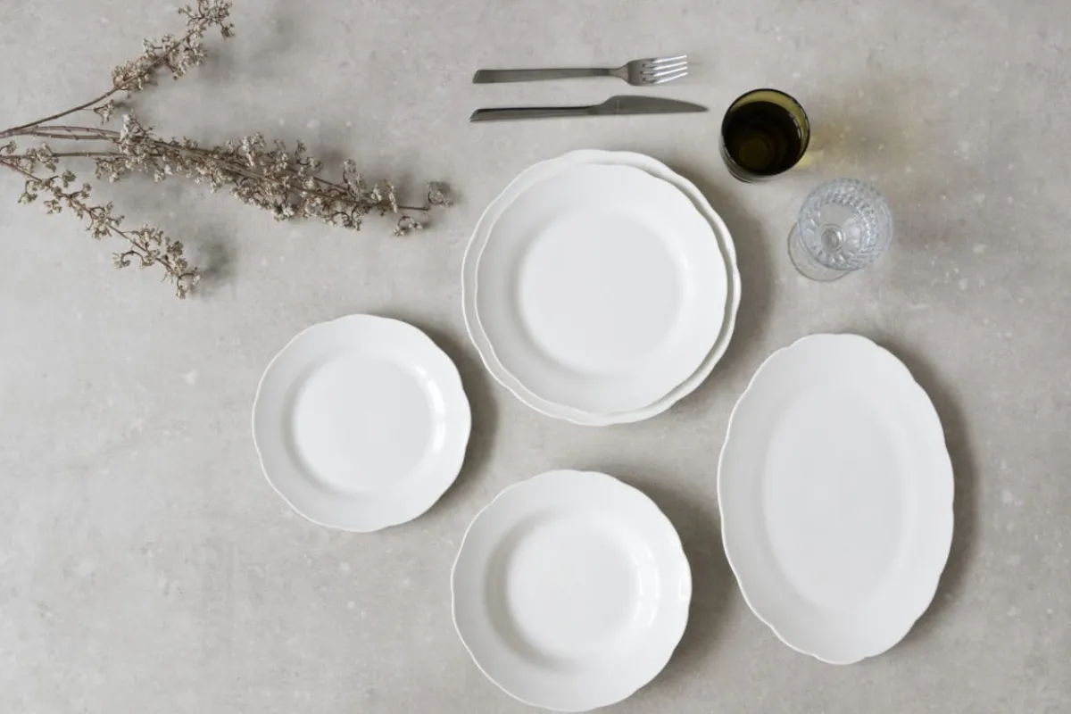 PRO.MUNDI Assiette coupe ovale blanc porcelaine 31,7x22,8 cm Sérafine Hot