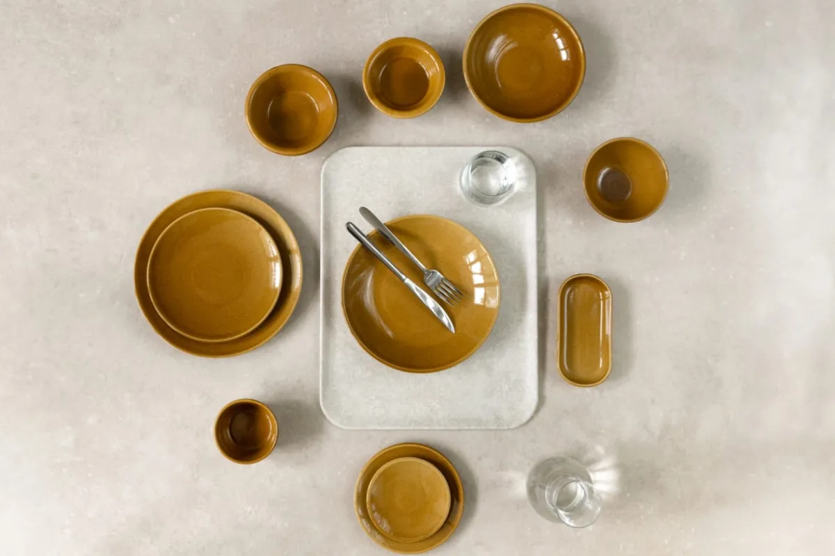 Assiette coupe plate caramel grès renforcé Ø 12 cm Twist - ESSENTIALS COLLECTION