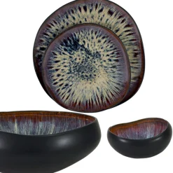 Assiette coupe plate irrégulier vert grès émaillé Ø 27 cm Gao - MEDARD DE NOBLAT