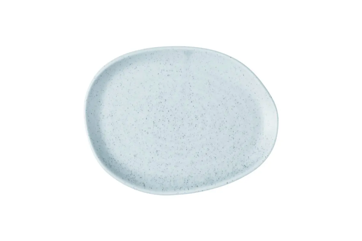 CHURCHILL Assiette coupe plate organique duck egg porcelaine vitrifiée 26x20 cm Stonecast Natural Outlet