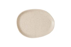 Assiette coupe plate organique beige porcelaine vitrifiée Ø 26 cm 26x20 cm Stonecast Natural - CHURCHILL Outlet