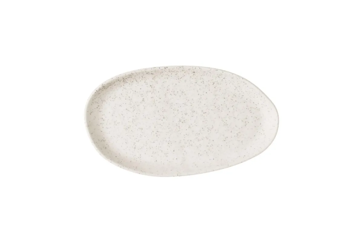 Assiette coupe plate organique barley white porcelaine vitrifiée 26x15 cm Stonecast Natural - CHURCHILL Outlet
