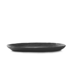 Assiette coupe plate ovale Noir brut porcelaine culinaire 24,5x13,5 cm Yli - REVOL Hot