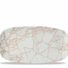 Assiette coupe plate rectangulaire orange porcelaine vitrifiée 29,8x15,3 cm Kintsugi Corail - CHURCHILL Discount