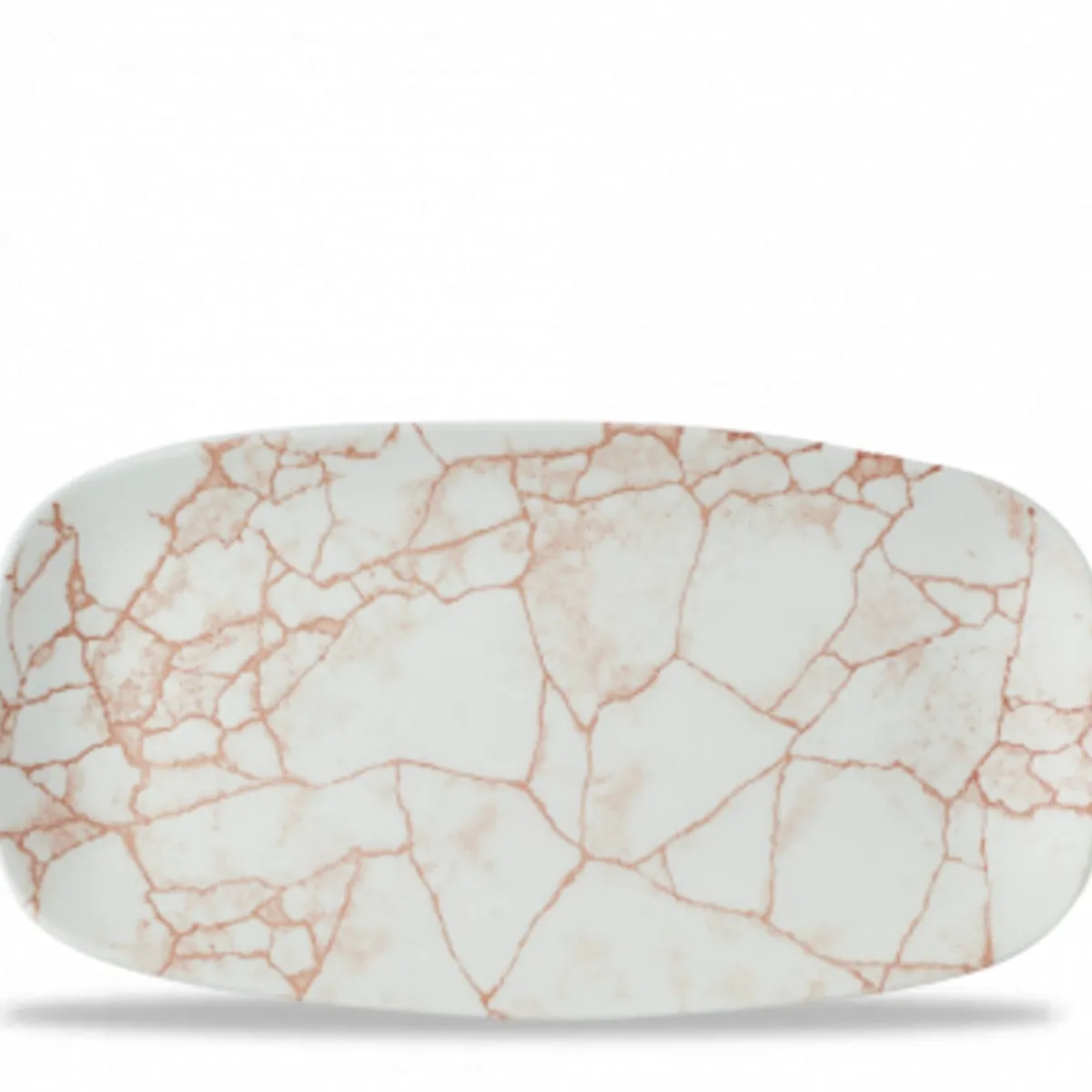 Assiette coupe plate rectangulaire orange porcelaine vitrifiée 29,8x15,3 cm Kintsugi Corail - CHURCHILL Discount