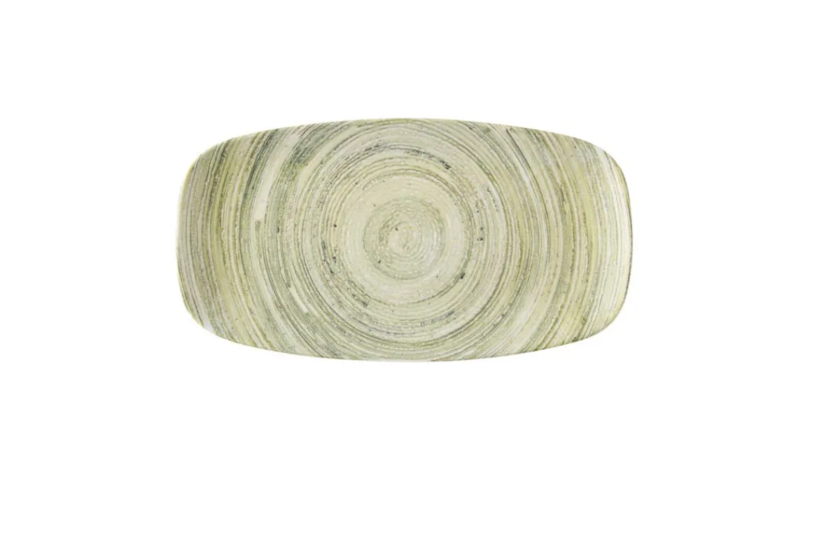 Assiette coupe plate rectangulaire vert porcelaine vitrifiée 35,5x18,9 cm Elements Fern - CHURCHILL Hot