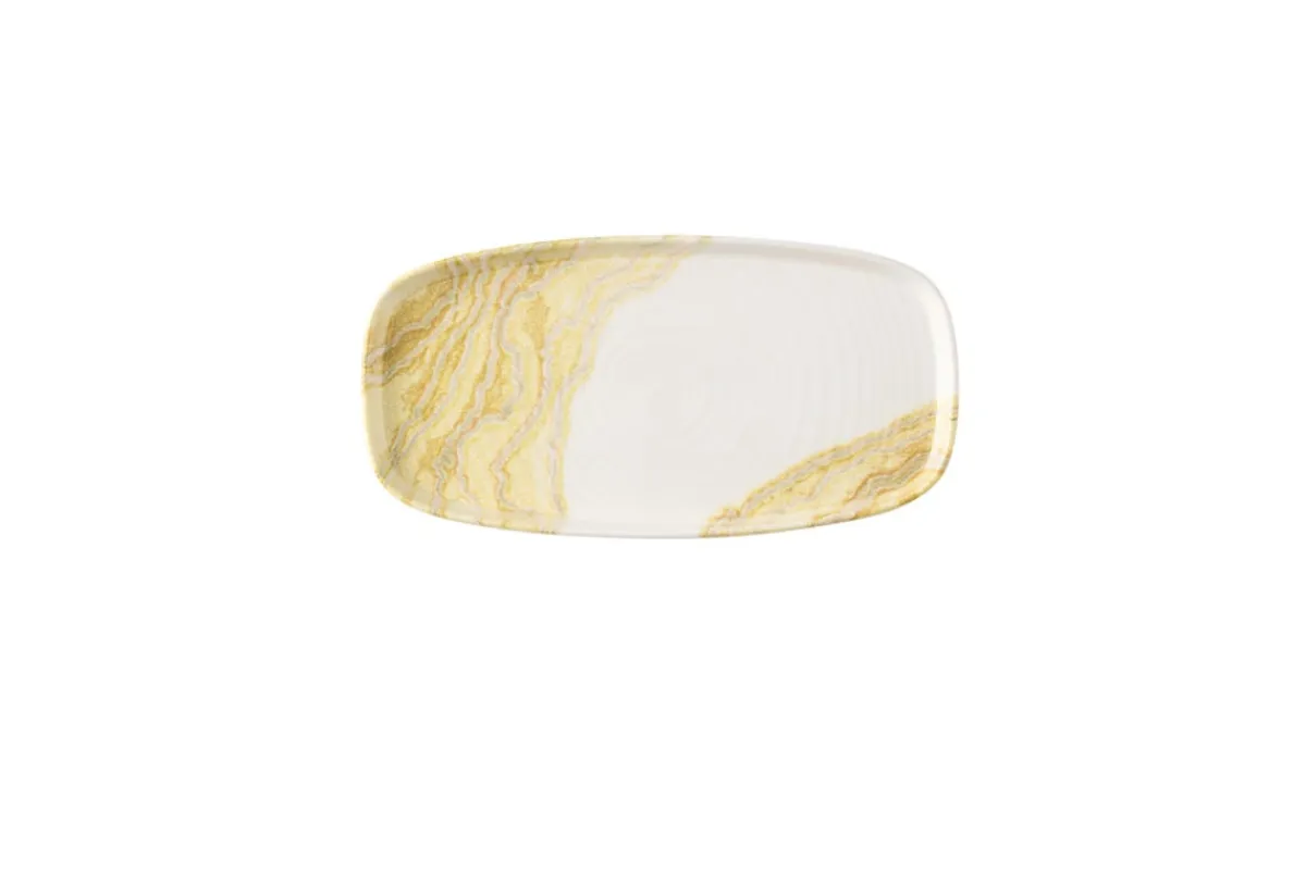 Assiette coupe plate rectangulaire Gold porcelaine vitrifiée 35x18 cm Tide - CHURCHILL Discount