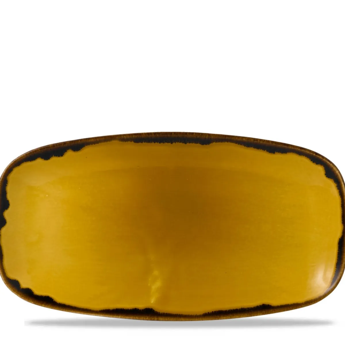 Assiette coupe plate rectangulaire Mustard porcelaine vitrifiée 35,5x18,9 cm Harvest - DUDSON Hot