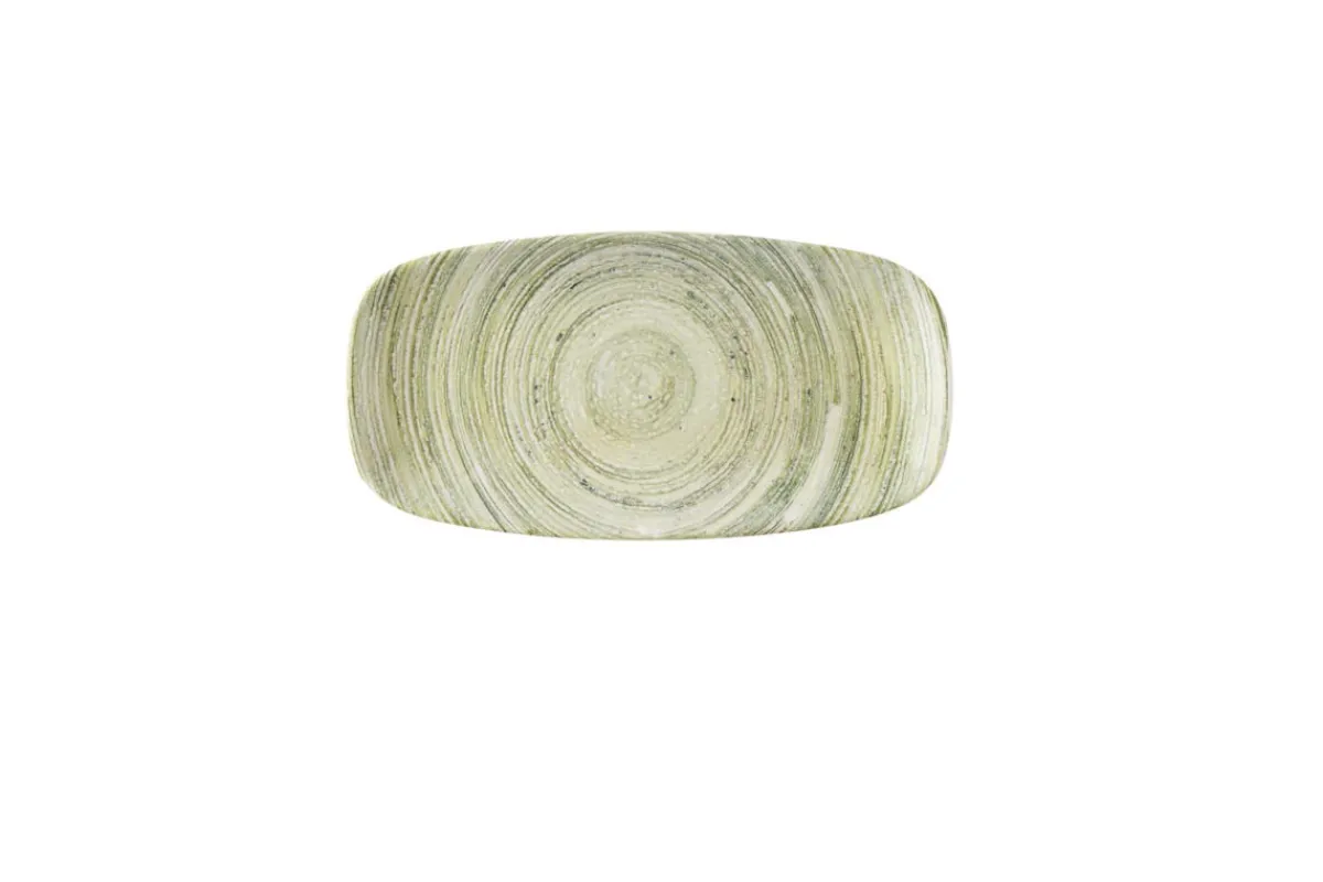 Assiette coupe plate rectangulaire vert porcelaine vitrifiée 15,3x29,8 cm Elements Fern - CHURCHILL Outlet