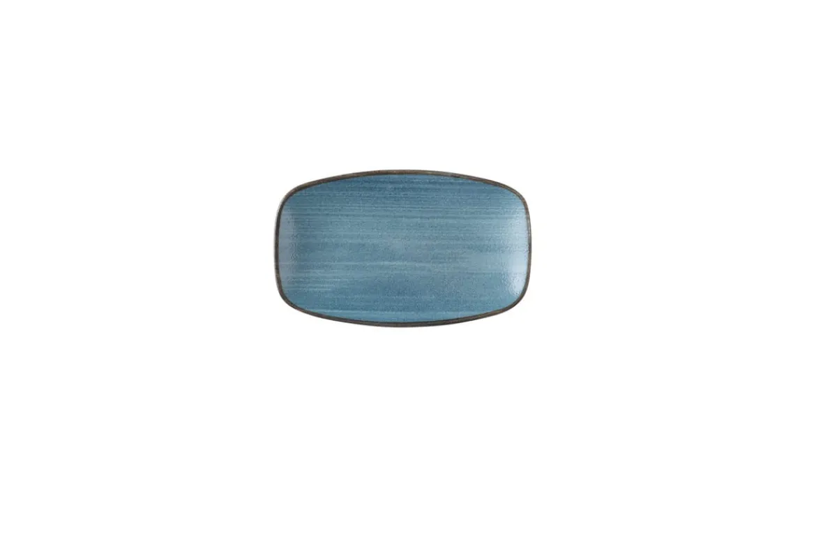CHURCHILL Assiette coupe plate rectangulaire Rustic Teal porcelaine vitrifiée 12,1x20 cm Stonecast Raw