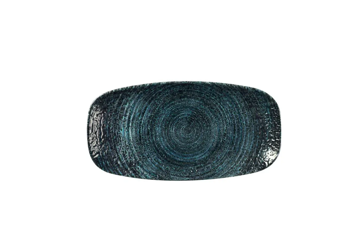 Assiette coupe plate rectangulaire bleu porcelaine vitrifiée 29,8x15,3 cm Chroma - CHURCHILL Sale