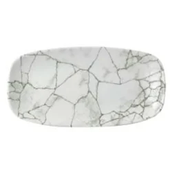 CHURCHILL Assiette coupe plate rectangulaire gris porcelaine vitrifiée 29,8x15,3 cm Kintsugi Agate Grey Best