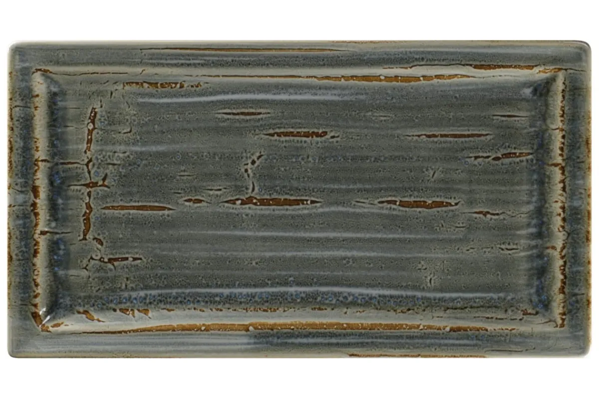 Assiette coupe plate rectangulaire Peridot porcelaine vitrifiée 38,5x21 cm stone Spot - RAK Online