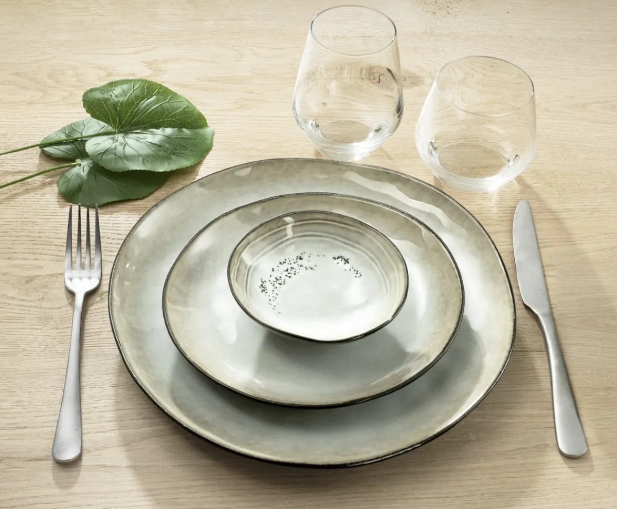 Assiette coupe plate rond blanc grès émaillé Ø 20,5 cm Shadow - MEDARD DE NOBLAT Sale
