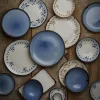 Assiette coupe plate rond bleu indigo porcelaine vitrifiée Ø 22 cm Harvest - DUDSON Sale