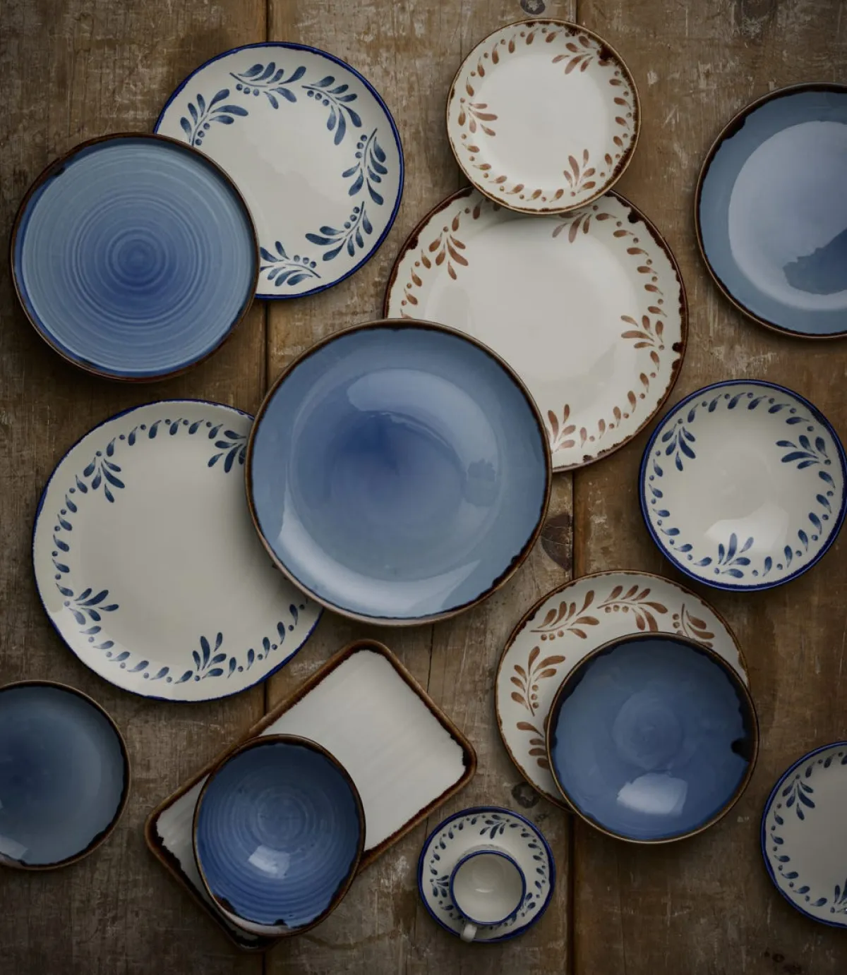 Assiette coupe plate rond bleu indigo porcelaine vitrifiée Ø 22 cm Harvest - DUDSON Sale