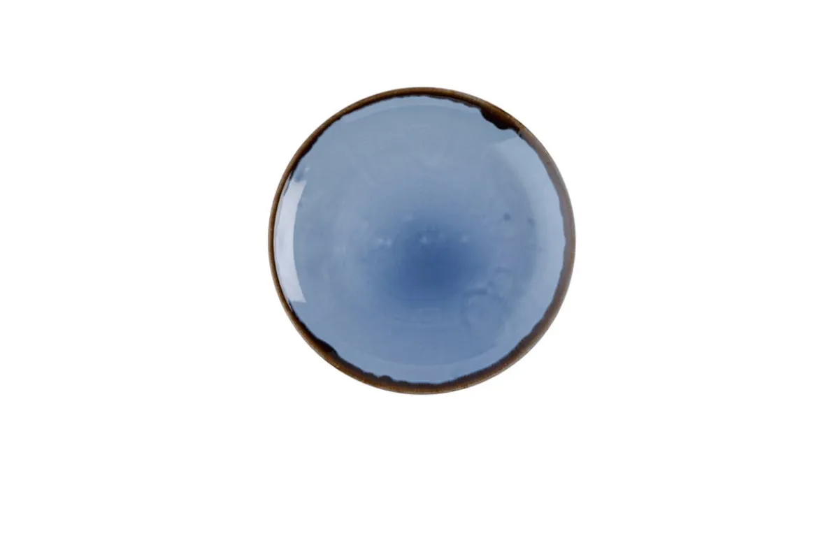 Assiette coupe plate rond bleu indigo porcelaine vitrifiée Ø 22 cm Harvest - DUDSON Sale
