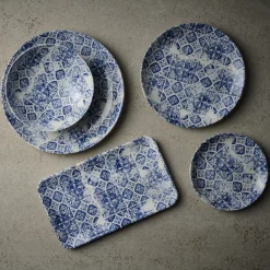 Assiette coupe plate rond bleu porcelaine vitrifiée Ø 21,7 cm Porto - DUDSON Hot