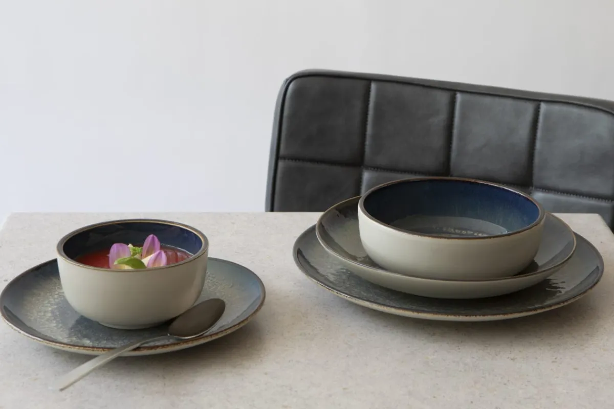 ACCOLADE Assiette coupe plate rond bleu foncé porcelaine Ø 24 cm Seablue Clearance