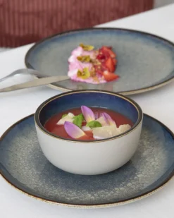 ACCOLADE Assiette coupe plate rond bleu foncé porcelaine Ø 24 cm Seablue Clearance