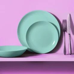 LUMINARC Assiette coupe plate rond bleu verre opal Ø 19 cm Diwali