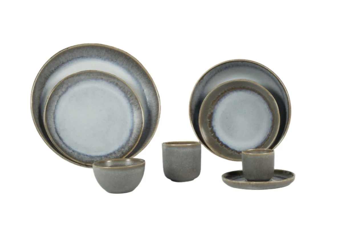 Assiette coupe plate rond bleu glacier grès émaillé Ø 27 cm Snow - PRO.MUNDI Clearance