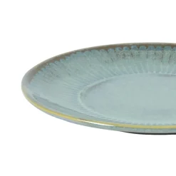 ACCOLADE Assiette coupe plate rond bleu vert grès émaillé Ø 21 cm Lotus Best