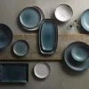 DUDSON Assiette coupe plate rond bleu porcelaine vitrifiée Ø 26 cm Harvest Hot